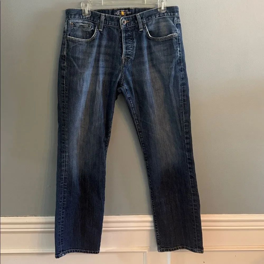 Lucky Brand Mens 221 Slim Straight Jeans 33 x 30 Blue Stretch Denim EUC